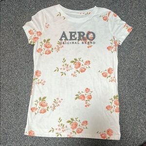 Aeropostale White and Pink Short Sleeve Tee